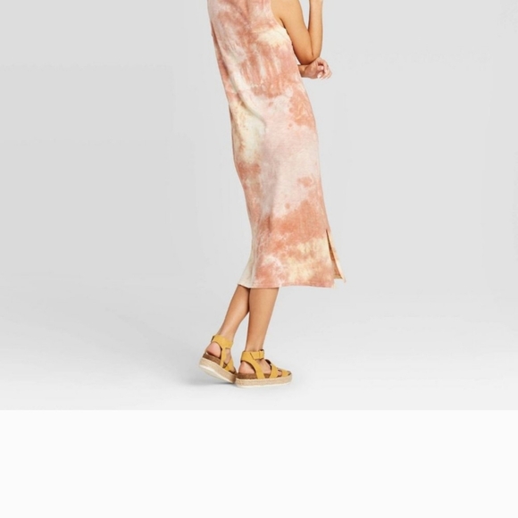 Universal Thread 100% cotton neutral tie dyed sleeveless midi column dress sz L - Picture 4 of 13